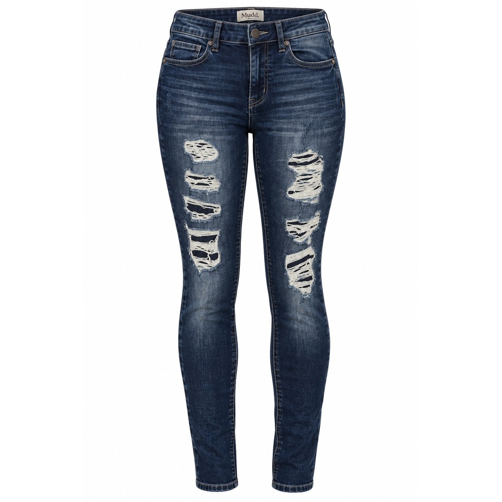 Mudd Skinny Jeans Women 9‎ Blue Distressed Stretch Y2K Grunge SoftAlt Streetwear